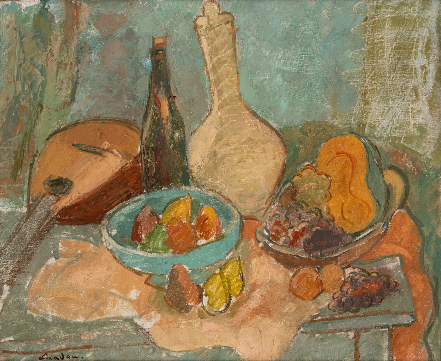 Nature morte aux fruits et à la bouteille